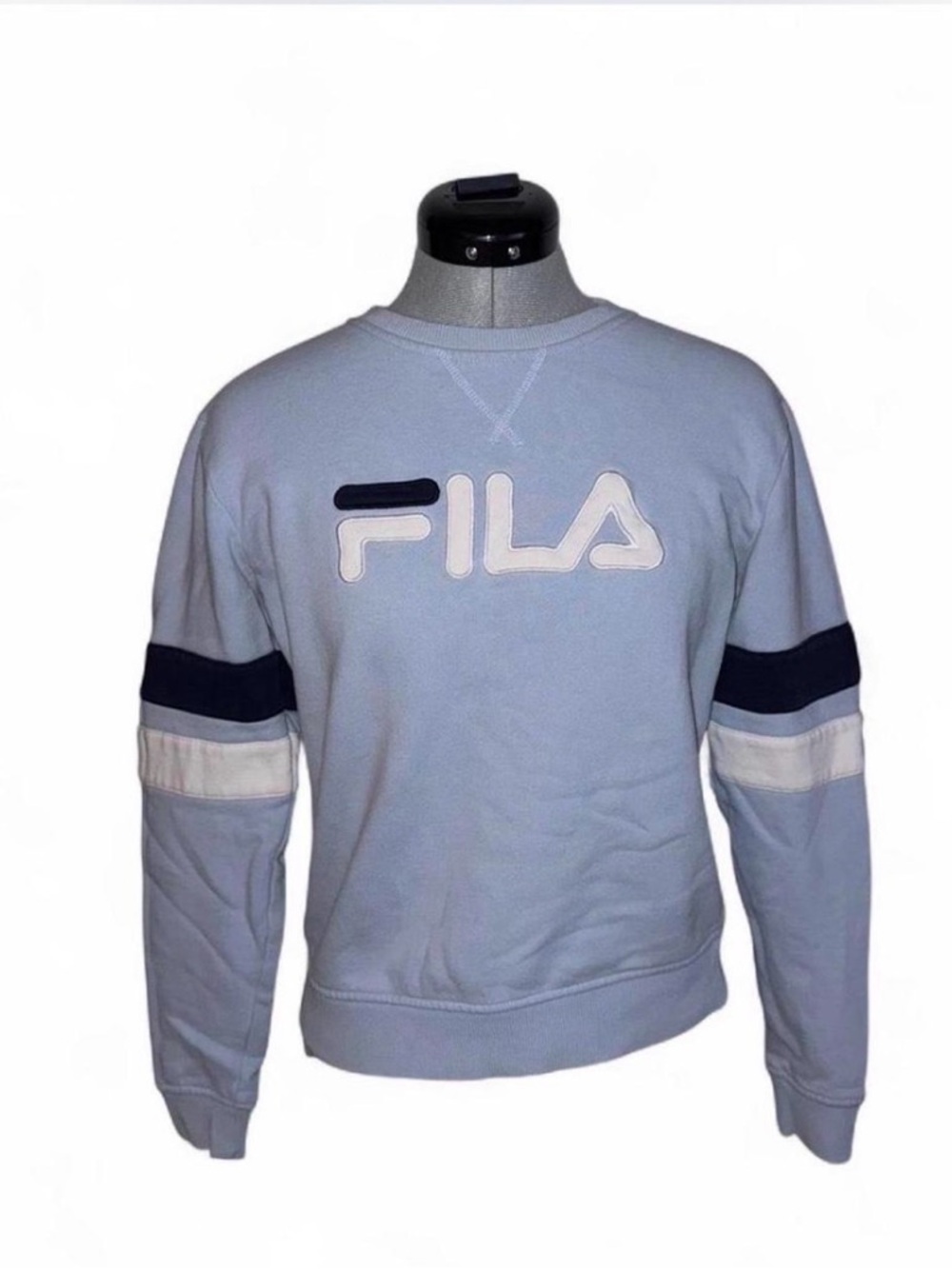 Fila Light Blue Crewneck Sweatshirt with Navy & White Accents Womens Size S